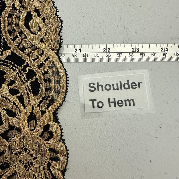 Vintage Kay Celine Women Y2K Lace Top Size M Gold Black Hollywood Glam Statement - Picture 5 of 6